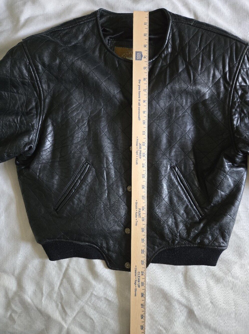 Vintage Express Quilted Leather Bomber Jacket L Parisian Moto Street Style Y2K - Picture 9 of 12